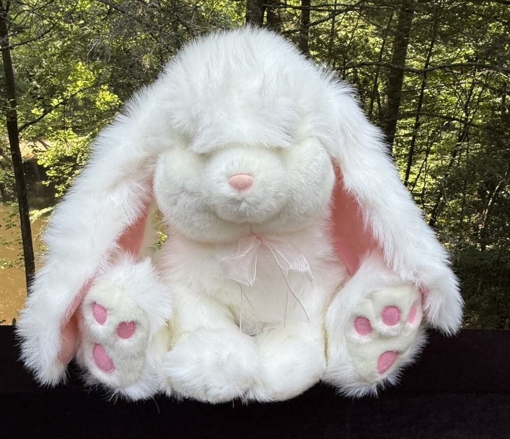 Rare 1980’s Russ Powderpuff White Bunny Rabbit 17” Large Plush W Tags!